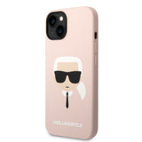 Husa de protectie Karl Lagerfeld Silicone MagSafe (KLHMP14MSLKHLP) compatibil cu iPhone 14 Plus, Roz Deschis Karl`S Head