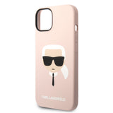 Husa de protectie Karl Lagerfeld Silicone MagSafe (KLHMP14MSLKHLP) compatibil cu iPhone 14 Plus, Roz Deschis Karl`S Head
