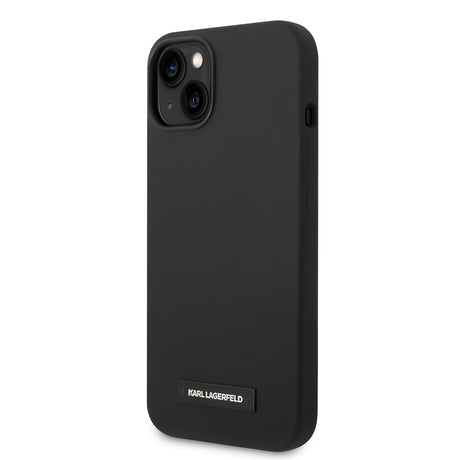 Husa de protectie Karl Lagerfeld Silicone MagSafe (KLHMP14MSLMP1K) compatibil cu iPhone 14 Plus, Plaque