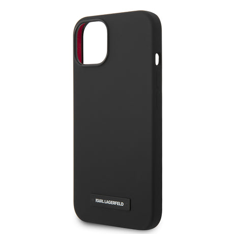 Husa de protectie Karl Lagerfeld Silicone MagSafe (KLHMP14MSLMP1K) compatibil cu iPhone 14 Plus, Plaque