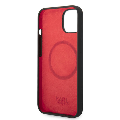Husa de protectie Karl Lagerfeld Silicone MagSafe (KLHMP14MSLMP1K) compatibil cu iPhone 14 Plus, Plaque