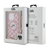 Husa de protectie Karl Lagerfeld IML Crossbody MagSafe (KLHMP15XHCKCKLCP) compatibil cu iPhone 15 Pro Max, Roz Monogram Karl&Choupette Head