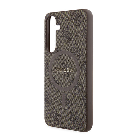Husa de protectie Guess 4G Collection Leather MagSafe (GUHMS24MG4GFRW) compatibil cu Samsung Galaxy S24 Plus, Maro