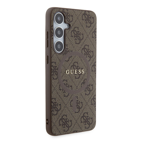 Husa de protectie Guess 4G Collection Leather MagSafe (GUHMS24MG4GFRW) compatibil cu Samsung Galaxy S24 Plus, Maro
