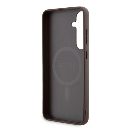Husa de protectie Guess 4G Collection Leather MagSafe (GUHMS24MG4GFRW) compatibil cu Samsung Galaxy S24 Plus, Maro