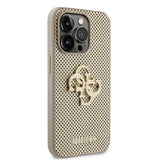 Husa de protectie Guess Leather Perforated 4G (GUHCP15LPSP4LGD) compatibil cu iPhone 15 Pro, Auriu