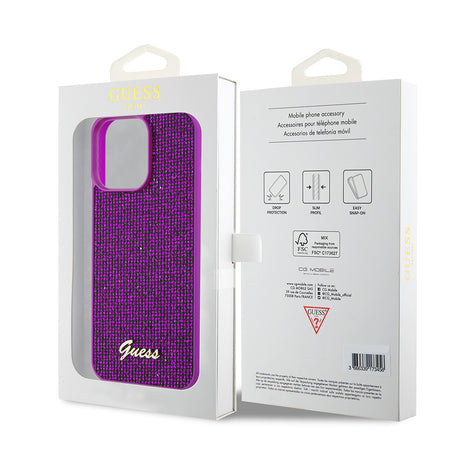 Husa de protectie Guess Disco Metal Script (GUHCP15XPMSDGSF) compatibil cu iPhone 15 Pro Max, Fuchsia