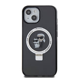 Husa de protectie Karl Lagerfeld Hardcase Ring Stand MagSafe (KLHMP15SHMRSKCK) compatibil cu iPhone 15, Karl&Choupette