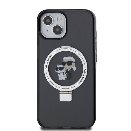 Husa de protectie Karl Lagerfeld Hardcase Ring Stand MagSafe (KLHMP15SHMRSKCK) compatibil cu iPhone 15, Karl&Choupette