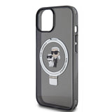 Husa de protectie Karl Lagerfeld Hardcase Ring Stand MagSafe (KLHMP15SHMRSKCK) compatibil cu iPhone 15, Karl&Choupette