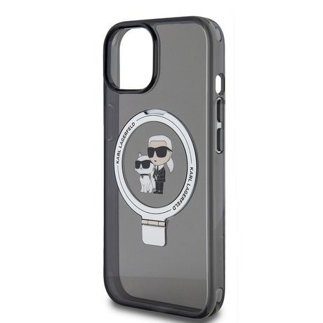 Husa de protectie Karl Lagerfeld Hardcase Ring Stand MagSafe (KLHMP15SHMRSKCK) compatibil cu iPhone 15, Karl&Choupette