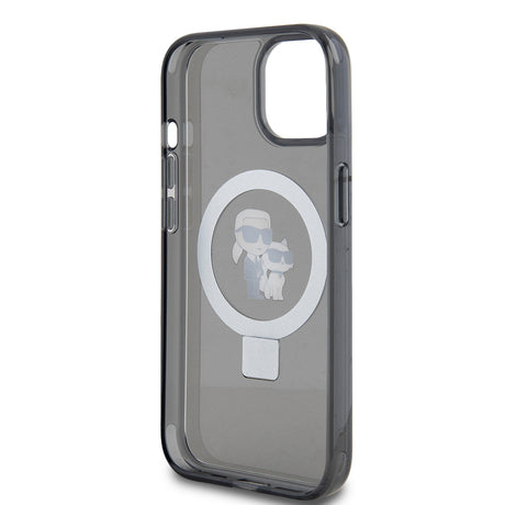 Husa de protectie Karl Lagerfeld Hardcase Ring Stand MagSafe (KLHMP15SHMRSKCK) compatibil cu iPhone 15, Karl&Choupette