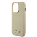 Husa de protectie Guess Glitter Glossy Script (GUHCP15LPGMCSD) compatibil cu iPhone 15 Pro, Sparkle Beige