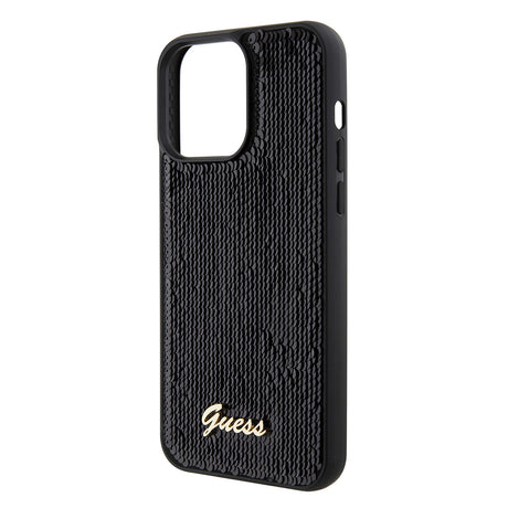 Husa de protectie Guess Sequin Script Metal (GUHCP15XPSFDGSK) compatibil cu iPhone 15 Pro Max, Negru