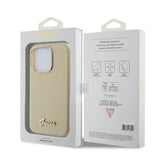 Husa de protectie Guess Glitter Glossy Script (GUHCP15XPGMCSD) compatibil cu iPhone 15 Pro Max, Sparkle Beige