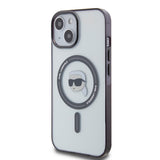 Husa de protectie Karl Lagerfeld IML MagSafe (KLHMP15SHKHNOTK) compatibil cu iPhone 15, Transparent Karl`S Head