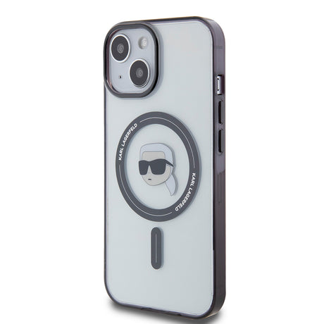 Husa de protectie Karl Lagerfeld IML MagSafe (KLHMP15SHKHNOTK) compatibil cu iPhone 15, Transparent Karl`S Head
