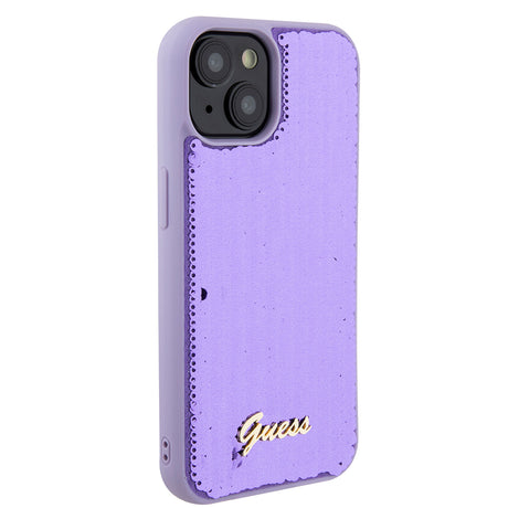 Husa de protectie Guess Sequin Script Metal (GUHCP15SPSFDGSU) compatibil cu iPhone 15, Mov
