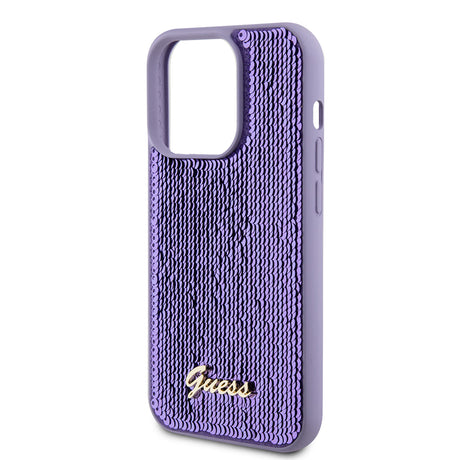Husa de protectie Guess Sequin Script Metal (GUHCP15LPSFDGSU) compatibil cu iPhone 15 Pro, Mov
