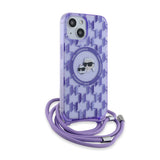 Husa de protectie Karl Lagerfeld IML Crossbody MagSafe (KLHMP15SHCKCKLCU) compatibil cu iPhone 15, Mov Mono Karl&Choupette