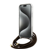 Husa de protectie Guess Crossbody Cord 4G Print (GUHCP15LHC4SEW) compatibil cu iPhone 15 Pro, Maro
