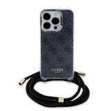 Husa de protectie Guess Crossbody Cord 4G Print (GUHCP15LHC4SEK) compatibil cu iPhone 15 Pro, Negru