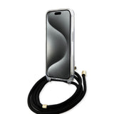 Husa de protectie Guess Crossbody Cord 4G Print (GUHCP15LHC4SEK) compatibil cu iPhone 15 Pro, Negru