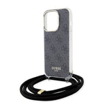 Husa de protectie Guess Crossbody Cord 4G Print (GUHCP15LHC4SEK) compatibil cu iPhone 15 Pro, Negru