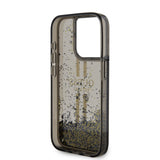 Husa de protectie Guess Liquid Glitter Gold Stripes (GUHCP15LLFCSEGK) compatibil cu iPhone 15 Pro, Negru