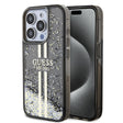 Husa de protectie Guess Liquid Glitter Gold Stripes (GUHCP15LLFCSEGK) compatibil cu iPhone 15 Pro, Negru