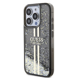 Husa de protectie Guess Liquid Glitter Gold Stripes (GUHCP15LLFCSEGK) compatibil cu iPhone 15 Pro, Negru