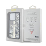 Husa de protectie Guess Liquid Glitter Gold Stripes (GUHCP15LLFCSEGK) compatibil cu iPhone 15 Pro, Negru
