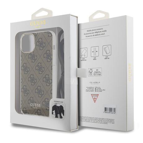 Husa de protectie Guess Crossbody Cord 4G Print (GUHCP15SHC4SEW) compatibil cu iPhone 15, Maro