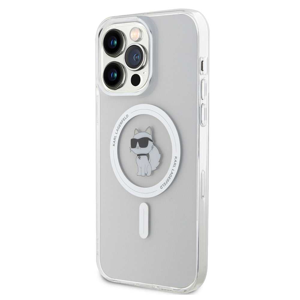Husa de protectie Karl Lagerfeld IML MagSafe (KLHMP14XHFCCNOT) compatibil cu iPhone 14 Pro Max, Transparent Choupette