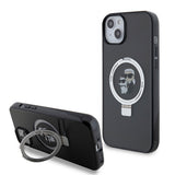 Husa de protectie Karl Lagerfeld Hardcase Ring Stand MagSafe (KLHMP15MHMRSKCK) compatibil cu iPhone 15 Plus, Karl&Choupette