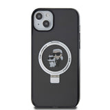 Husa de protectie Karl Lagerfeld Hardcase Ring Stand MagSafe (KLHMP15MHMRSKCK) compatibil cu iPhone 15 Plus, Karl&Choupette