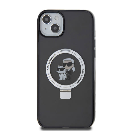 Husa de protectie Karl Lagerfeld Hardcase Ring Stand MagSafe (KLHMP15MHMRSKCK) compatibil cu iPhone 15 Plus, Karl&Choupette