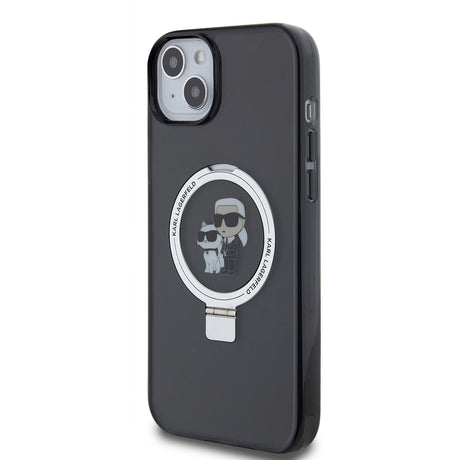 Husa de protectie Karl Lagerfeld Hardcase Ring Stand MagSafe (KLHMP15MHMRSKCK) compatibil cu iPhone 15 Plus, Karl&Choupette