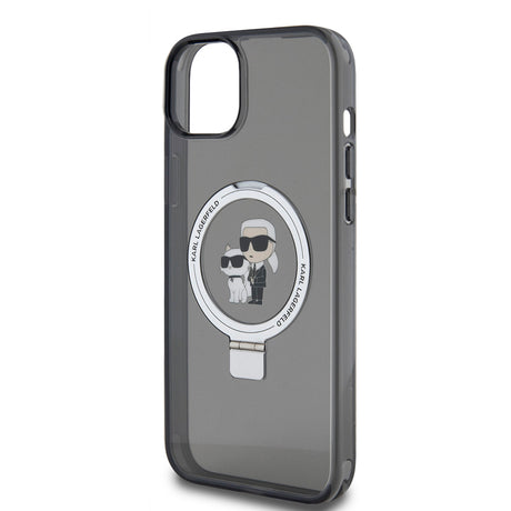 Husa de protectie Karl Lagerfeld Hardcase Ring Stand MagSafe (KLHMP15MHMRSKCK) compatibil cu iPhone 15 Plus, Karl&Choupette