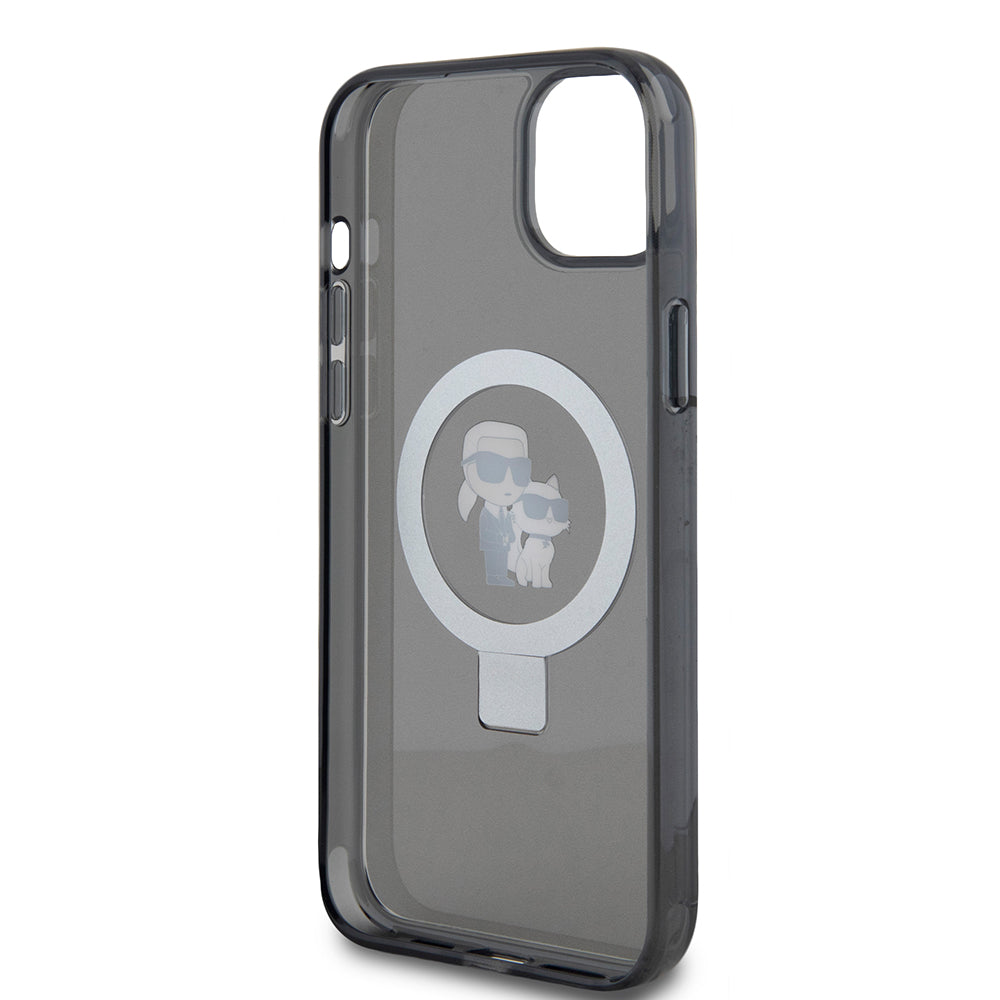 Husa de protectie Karl Lagerfeld Hardcase Ring Stand MagSafe (KLHMP15MHMRSKCK) compatibil cu iPhone 15 Plus, Karl&Choupette