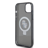 Husa de protectie Karl Lagerfeld Hardcase Ring Stand MagSafe (KLHMP15MHMRSKCK) compatibil cu iPhone 15 Plus, Karl&Choupette