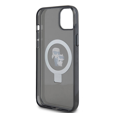 Husa de protectie Karl Lagerfeld Hardcase Ring Stand MagSafe (KLHMP15MHMRSKCK) compatibil cu iPhone 15 Plus, Karl&Choupette