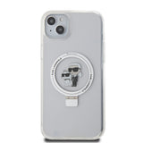 Husa de protectie Karl Lagerfeld Hardcase Ring Stand MagSafe (KLHMP15MHMRSKCH) compatibil cu iPhone 15 Plus, Alb Karl&Choupette