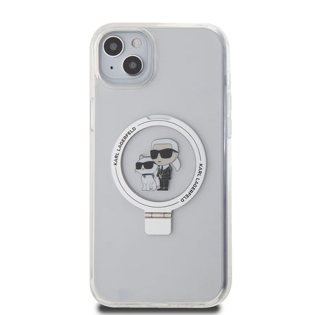 Husa de protectie Karl Lagerfeld Hardcase Ring Stand MagSafe (KLHMP15MHMRSKCH) compatibil cu iPhone 15 Plus, Alb Karl&Choupette