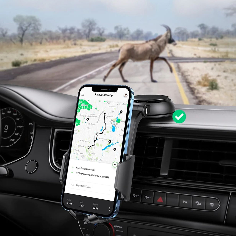 Suport Ugreen LP405 (20473), Waterfall-Shaped with Suction Cup for Dashboard, 360°, 4.7″- 7.2″ Phones, Negru