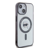 Husa de protectie Karl Lagerfeld IML MagSafe (KLHMP15MHKHNOTK) compatibil cu iPhone 15 Plus, Transparent Karl`S Head
