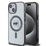 Husa de protectie Karl Lagerfeld IML MagSafe (KLHMP15MHKHNOTK) compatibil cu iPhone 15 Plus, Transparent Karl`S Head
