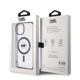 Husa de protectie Karl Lagerfeld IML MagSafe (KLHMP15MHKHNOTK) compatibil cu iPhone 15 Plus, Transparent Karl`S Head