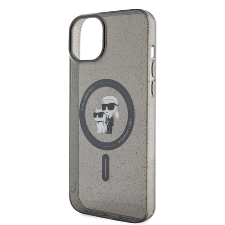 Husa de protectie Karl Lagerfeld Glitter MagSafe (KLHMP15MHGKCNOK) compatibil cu iPhone 15 Plus, Karl&Choupette