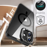 Folie de protectie ESR Classic Hybrid HaloLock Kickstand + Tempered Glass compatibil cu iPhone 16, Transparent Black